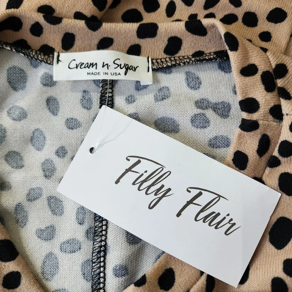 Cream And Sugar Women's Dress With Pockets‎ Leopard Print Size Large